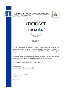 zwembad filter kwaliteit certificate fibalon